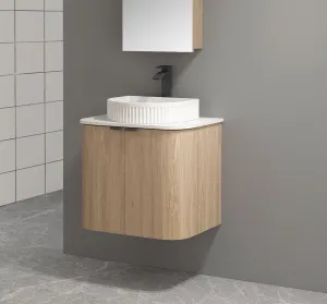 Ellie 600mm Curved Wall Hung Vanity   Luxe Stone Top