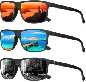 Polarized Sunglasses for Men Rectangular Frame Men's Polarized Sunglasses Sports Sunglasses with UV400 Protection
