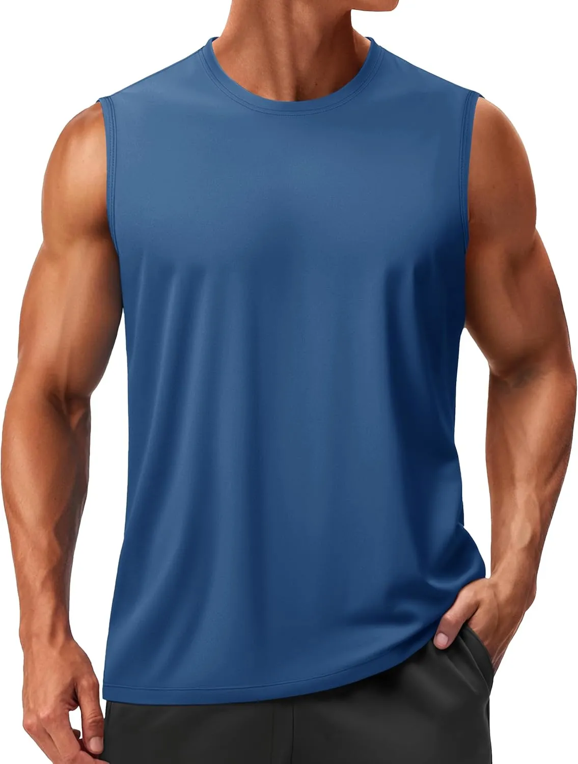 TACVASEN Men's Sleeveless Shirts Quick Dry Tank Tops for Men Sun Protection UPF 50  Athletic Gym Workout Muscle Shirts